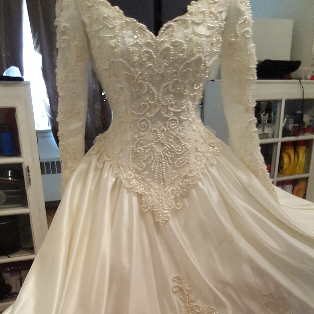 Cream beaded wedding dress